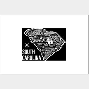 South Carolina Map Posters and Art